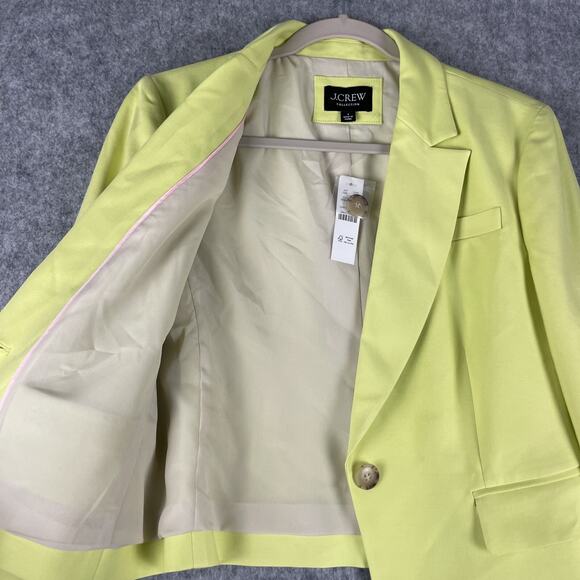J Crew Cropped Drapey Twill Blazer Womens 6 Light Kiwi Stretch Preppy Career NEW - Picture 4 of 16